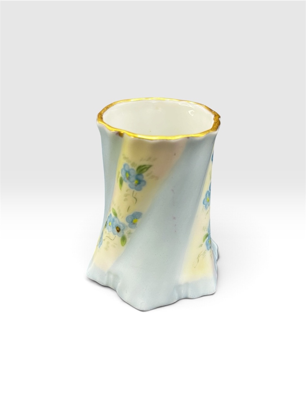 Antique Vienna Austria Porcelain Toothpick Holder PH Leonard Forget Me Not